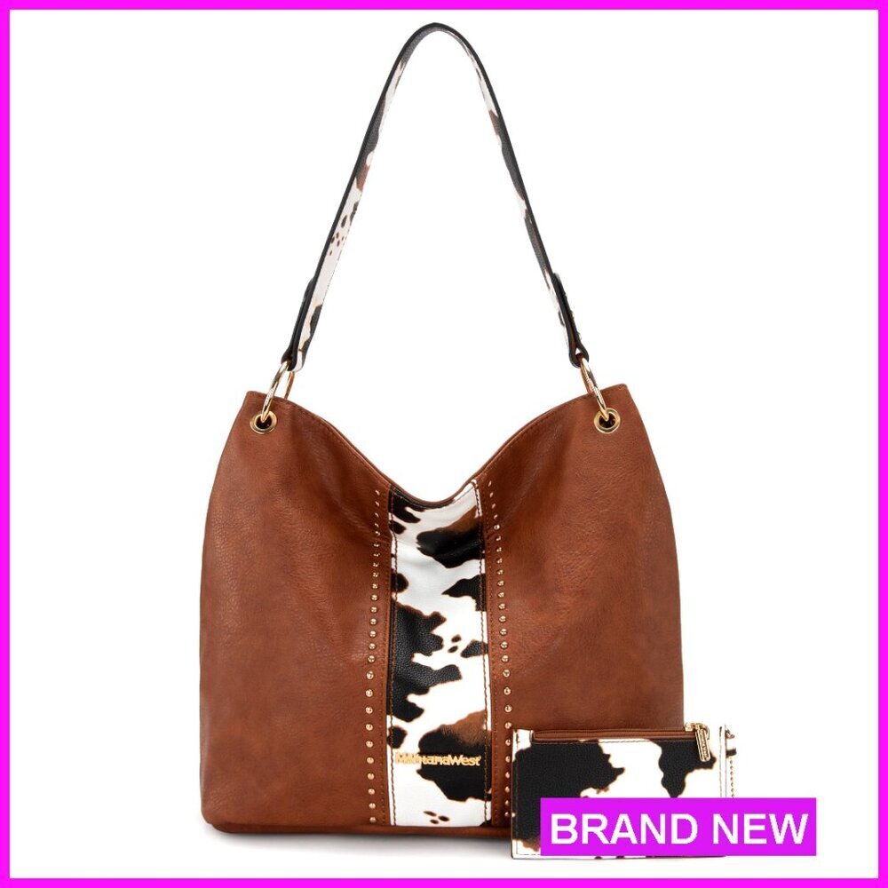 Large Vegan Leather Hobo Bag with Back Zipper Pocket and Coin Wallet